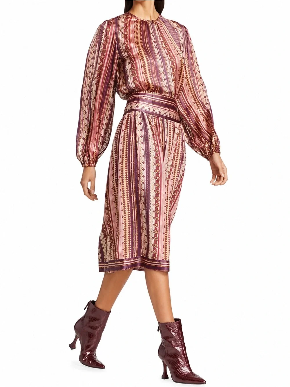 Tory Burch | Rare 100% Silk Burnout Pleated Midi Skirt ~ MSRP $498 US 2